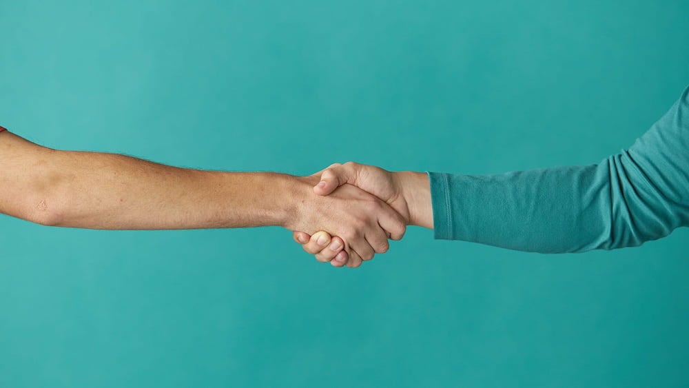 A hand holding cannabis flower with a green leaf in the background